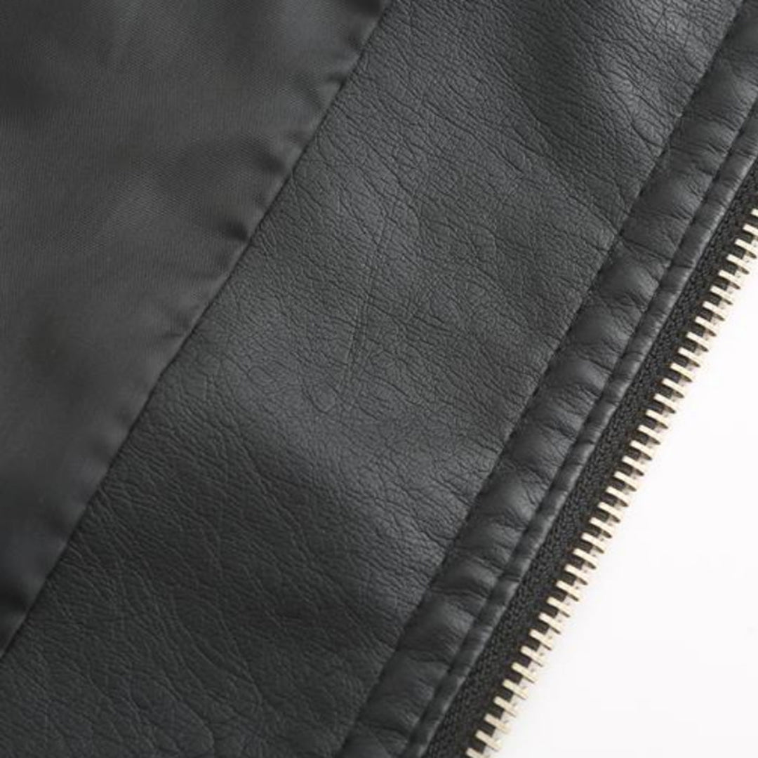 Veste en cuir PU avec cou féminin élevé