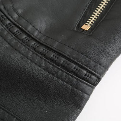 Veste en cuir PU avec cou féminin élevé