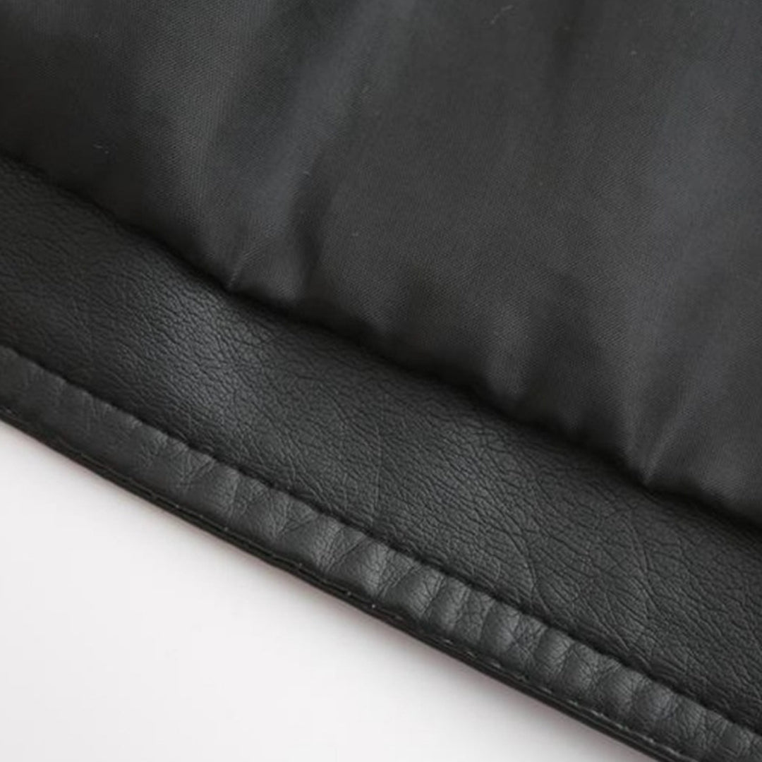 Veste en cuir PU avec cou féminin élevé