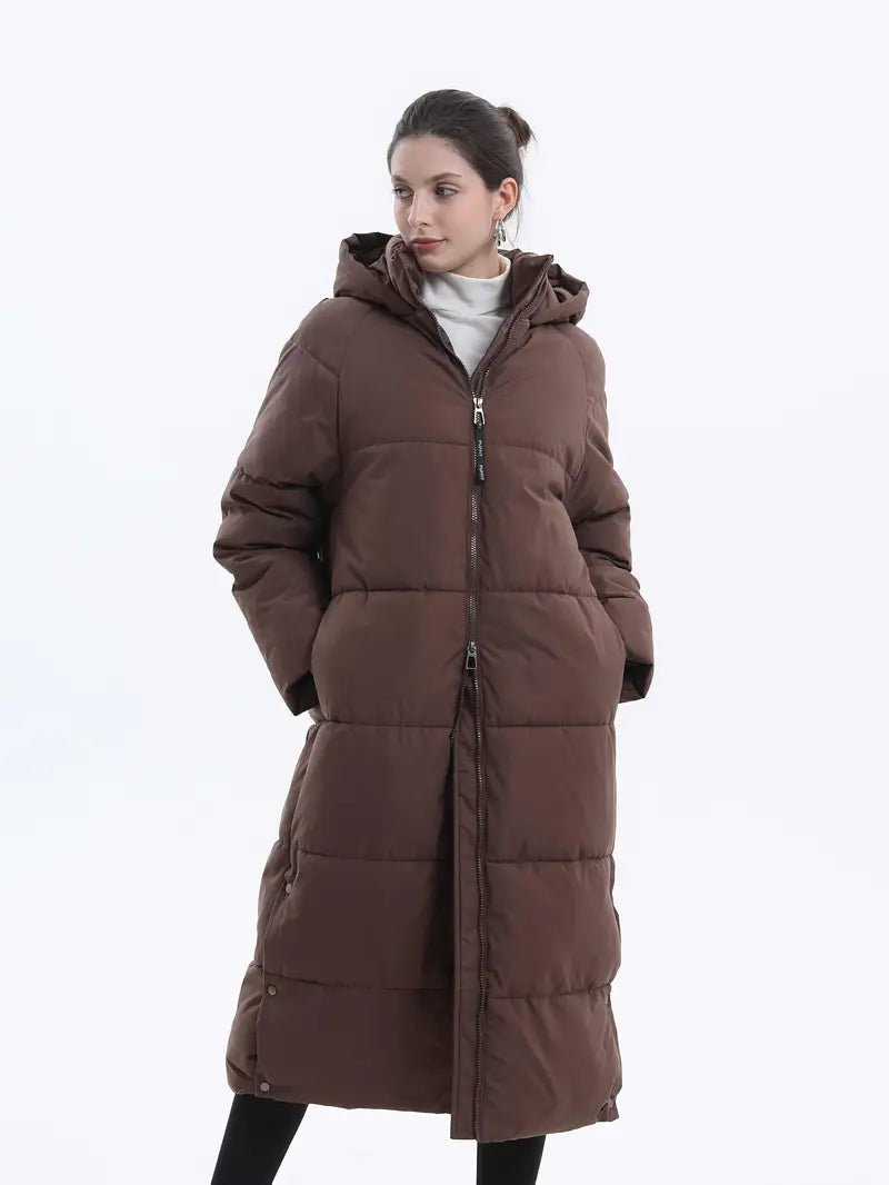 Giacca in pile premium extra-lunga e idrorepellente con cappuccio