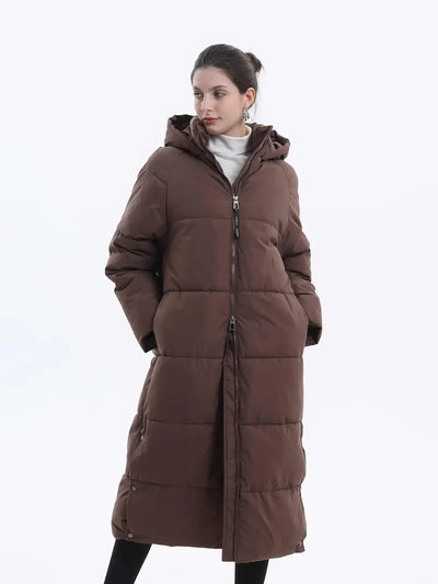 Giacca in pile premium extra-lunga e idrorepellente con cappuccio