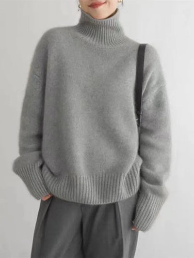 Suéter de cuello alto de lino elegante y acogedor