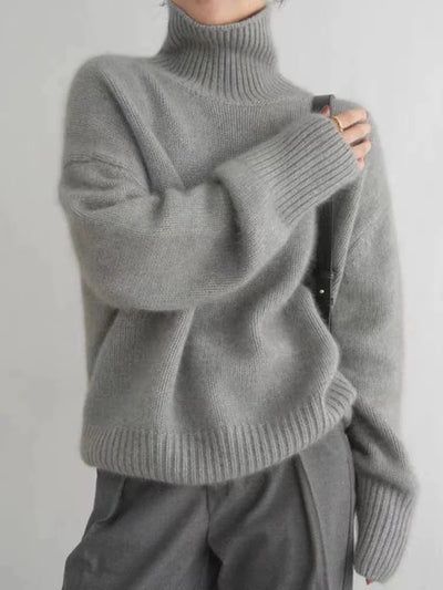 Suéter de cuello alto de lino elegante y acogedor