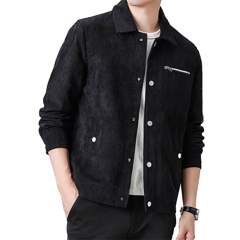 Chaqueta de transición clásica de pana de alta calidad para hombre. 