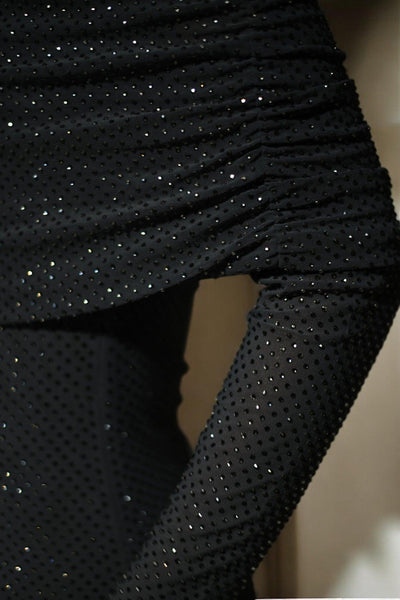 Vestido largo de poliéster con hombros anchos para mujer, ideal para bodas.