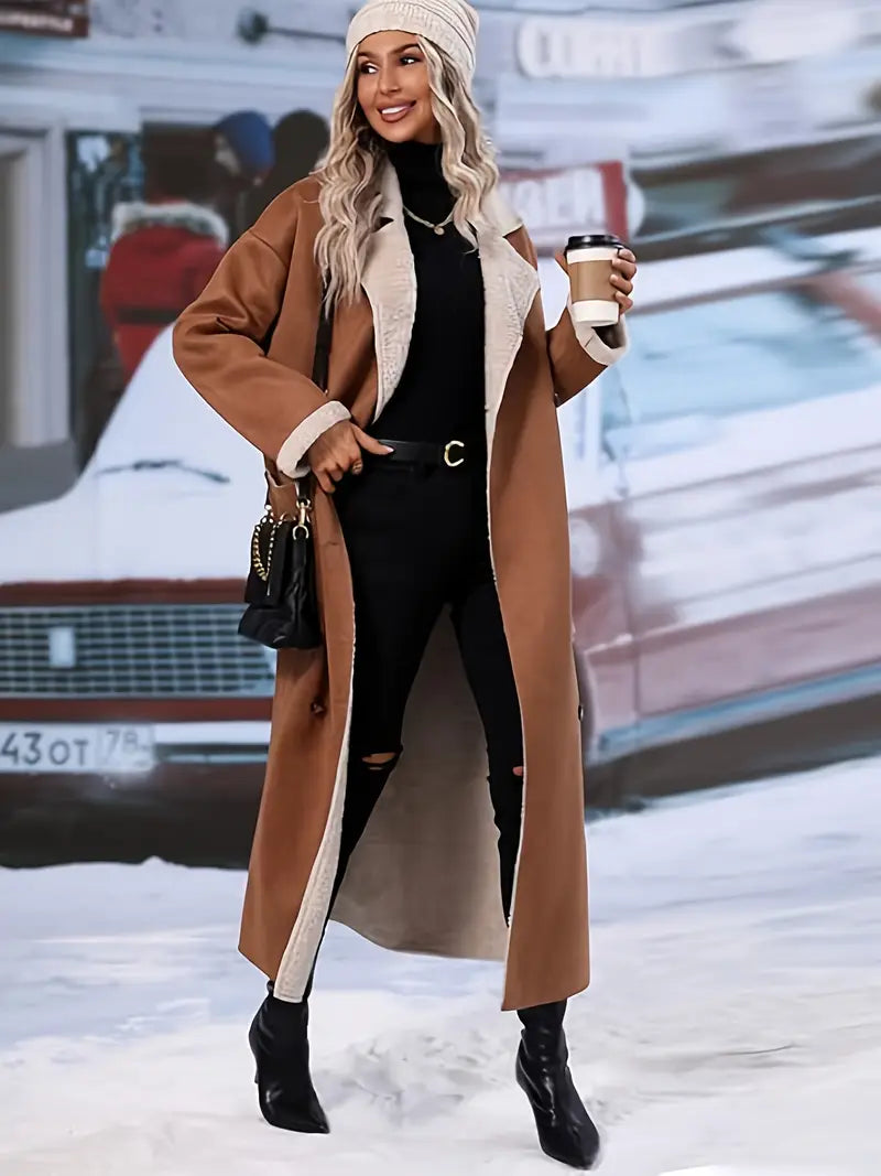 Elegante cappotto invernale plus-size - pelliccia sintetica, poliestere, elasticizzato