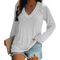 Eleanor - Élégante chemise blanche à manches longues et col en V avec coupe-vent pour femme
