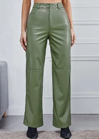 Pantalon en cuir à la mode avec un ajustement confortable pour le printemps - femme