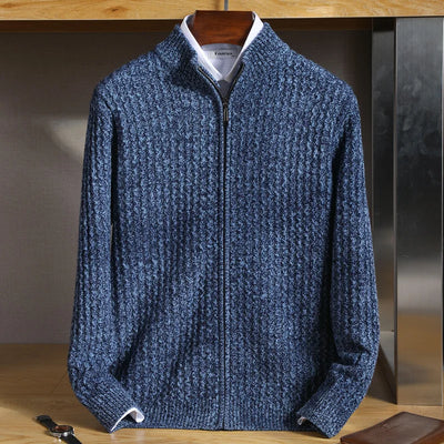 Cardigan da uomo Merino con zip strutturata
