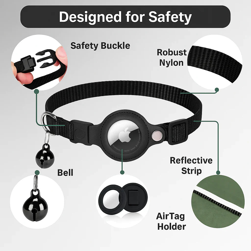 Collare GPS tracker per gatti | Sgancio rapido, design riflettente e resistente per avventure all'aperto in tutta sicurezza