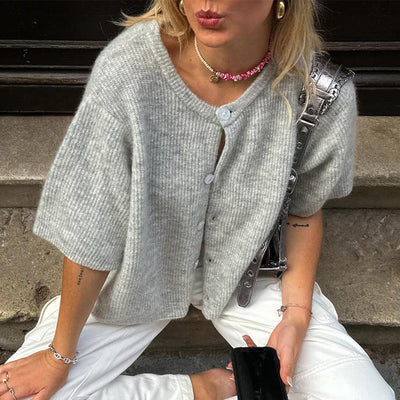 Cárdigan de mujer de manga corta y cuello redondo | Ideal para todas las estaciones