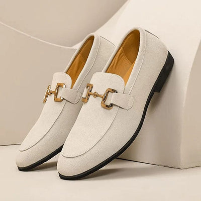Negro - Mocasines de ante con hebilla de metal