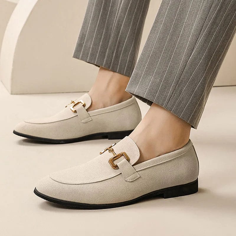 Negro - Mocasines de ante con hebilla de metal