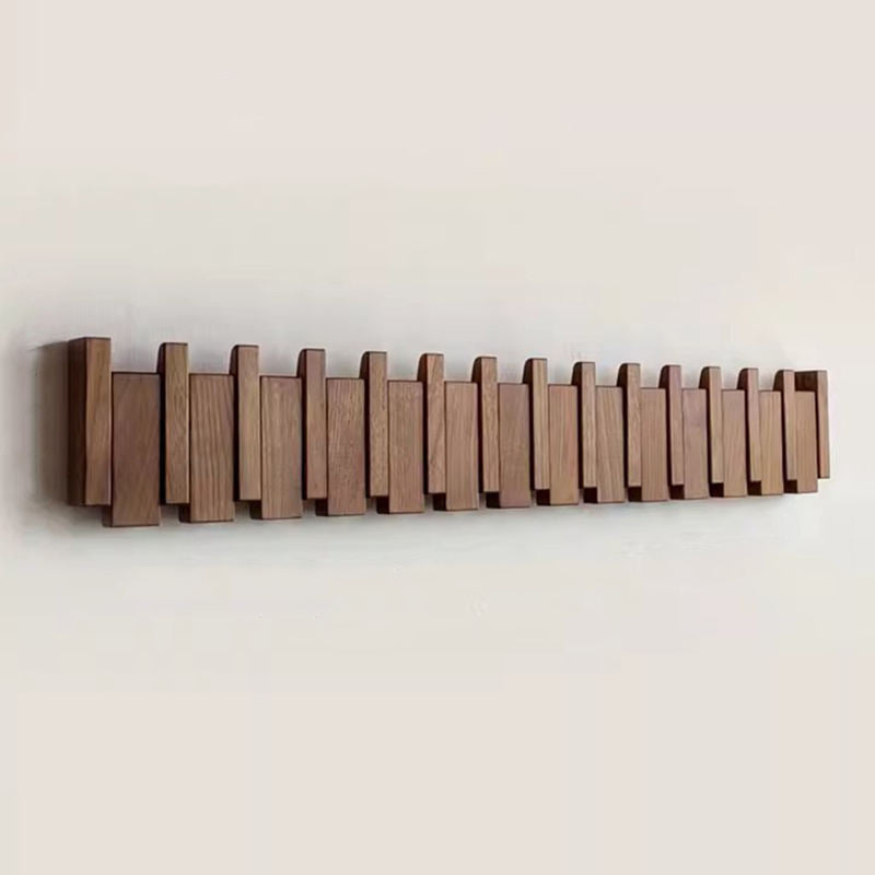 Porte-manteau mural en bois - Porte-manteau pour piano fait main avec crochets pliants