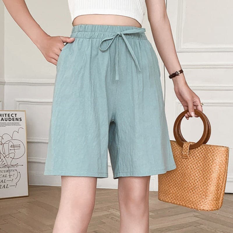 Pantaloncini da donna al ginocchio - Vestibilità rilassata - Vita elasticizzata - Fibre naturali traspiranti