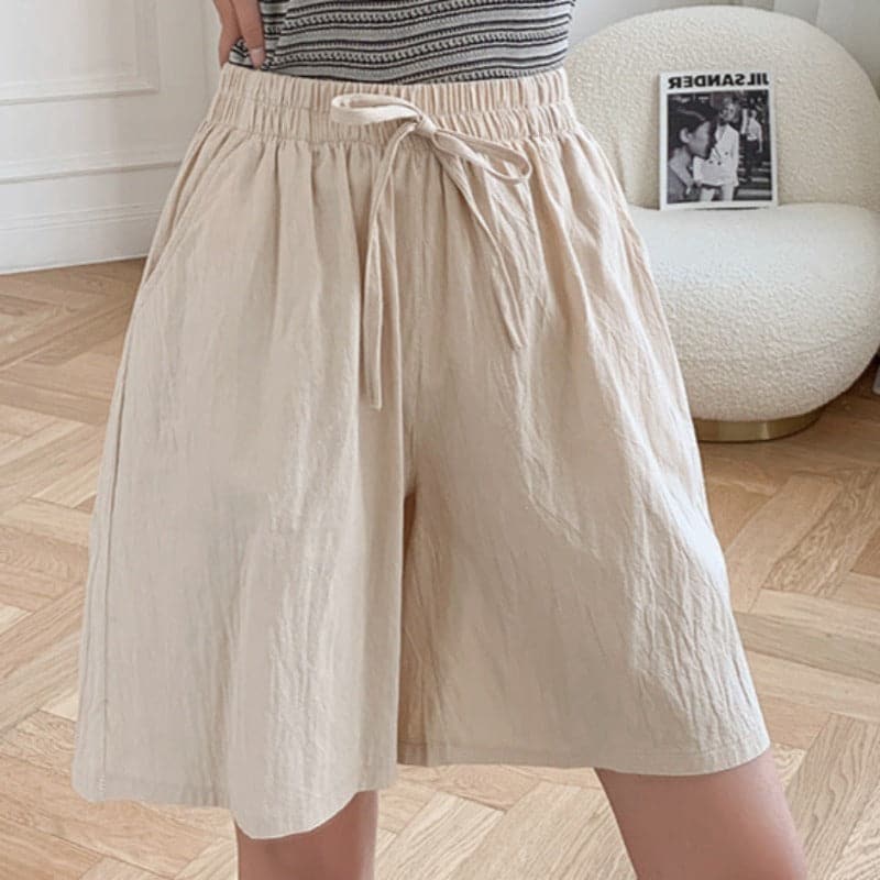 Pantaloncini da donna al ginocchio - Vestibilità rilassata - Vita elasticizzata - Fibre naturali traspiranti