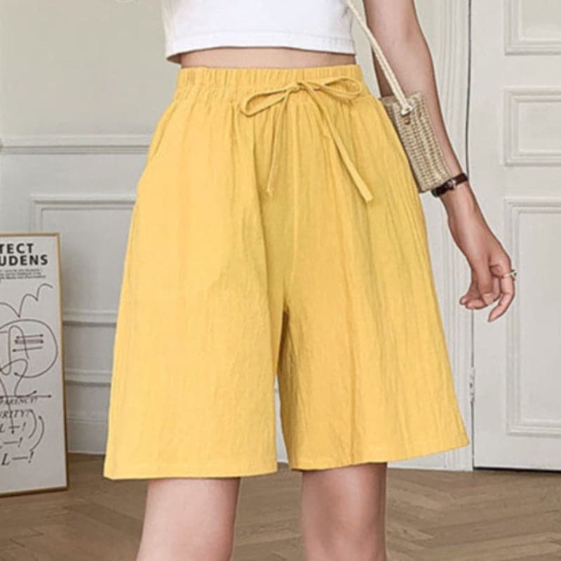 Pantaloncini da donna al ginocchio - Vestibilità rilassata - Vita elasticizzata - Fibre naturali traspiranti