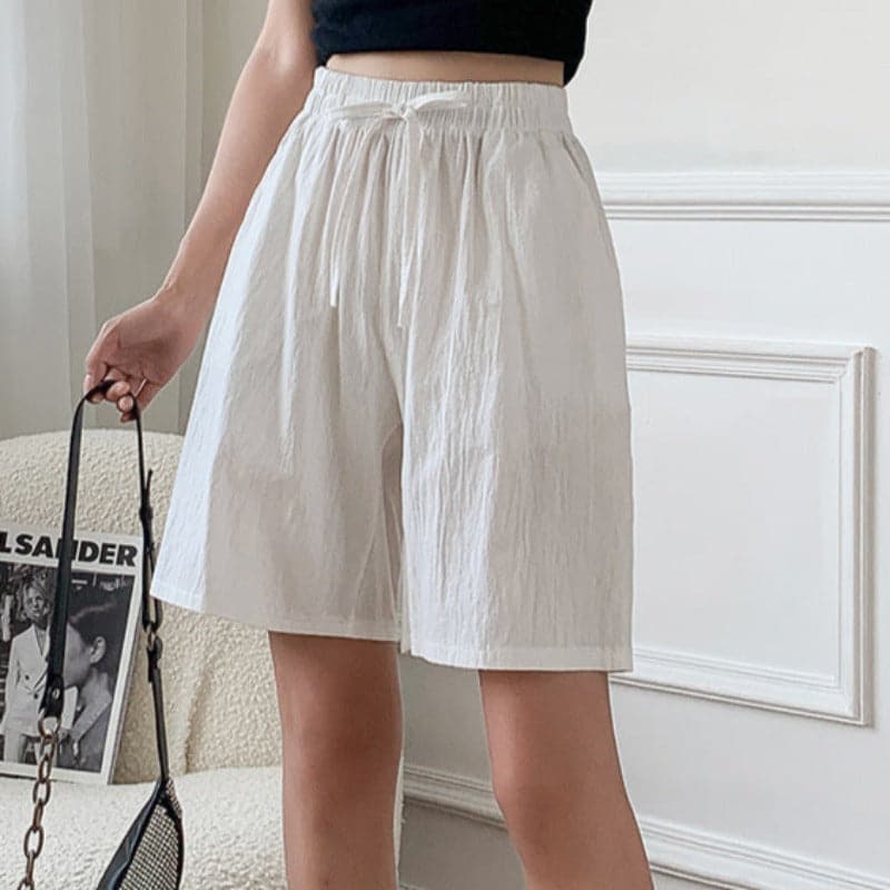 Pantaloncini da donna al ginocchio - Vestibilità rilassata - Vita elasticizzata - Fibre naturali traspiranti