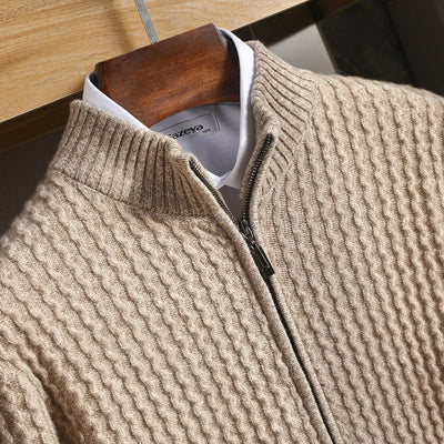 Cardigan da uomo Merino con zip strutturata