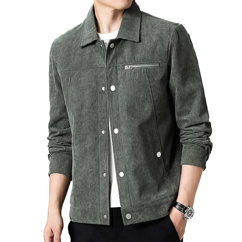 Chaqueta de transición clásica de pana de alta calidad para hombre. 