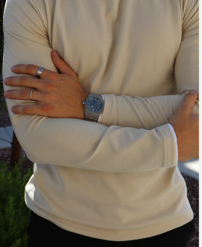 Elegante orologio da polso da uomo da 41 mm con cassa in acciaio inossidabile