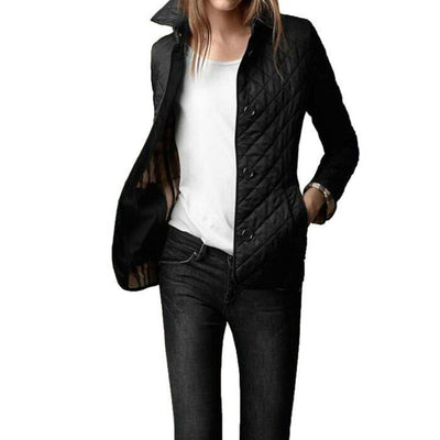 Elegante giacca a quadri da donna con collo a revers