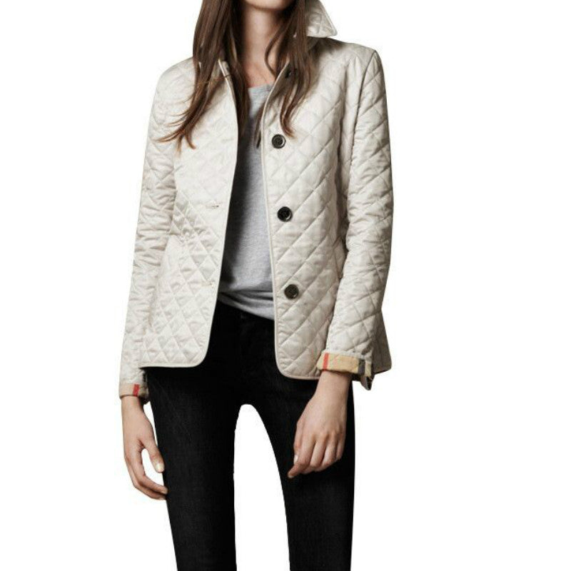 Elegante giacca a quadri da donna con collo a revers