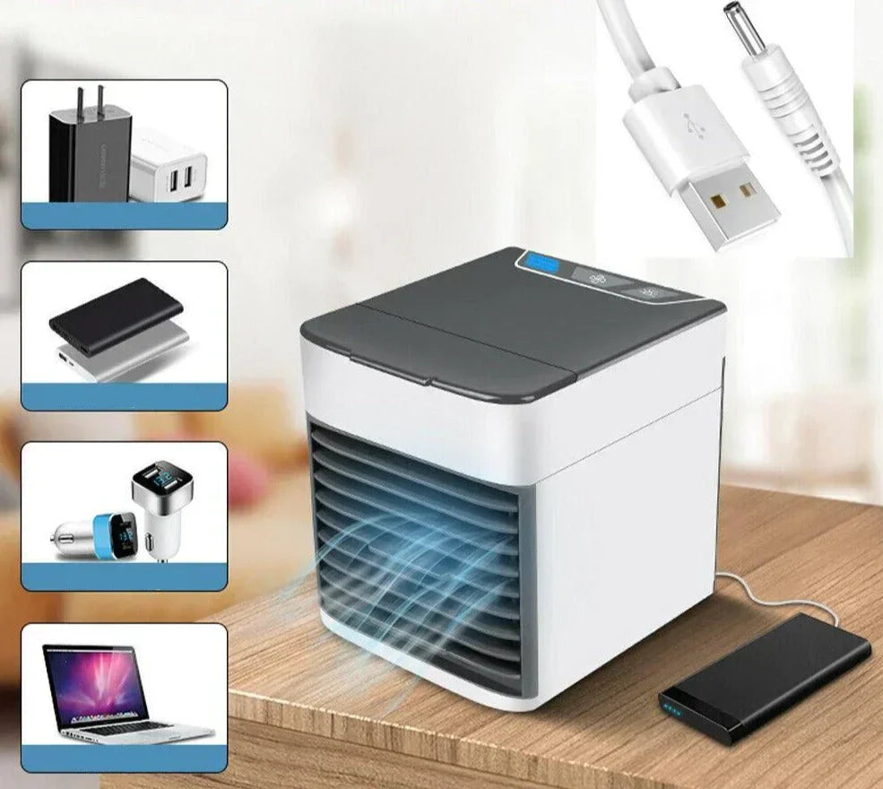 Mini climatiseur portable - Refroidit, humidifie et nettoie - Refroidisseur d'air USB 3 en 1