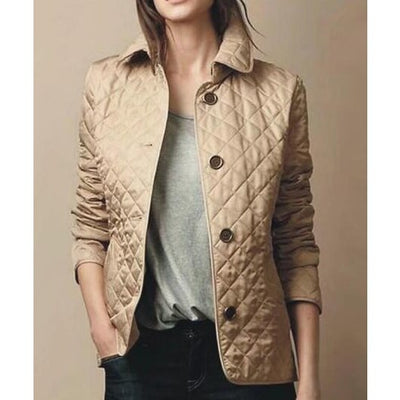 Elegante giacca a quadri da donna con collo a revers