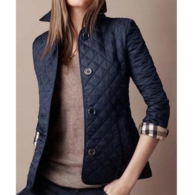 Elegante giacca a quadri da donna con collo a revers