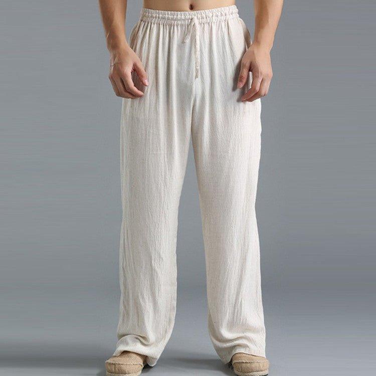 Pantalones de algodón ligeros, transpirables y holgados para hombre.
