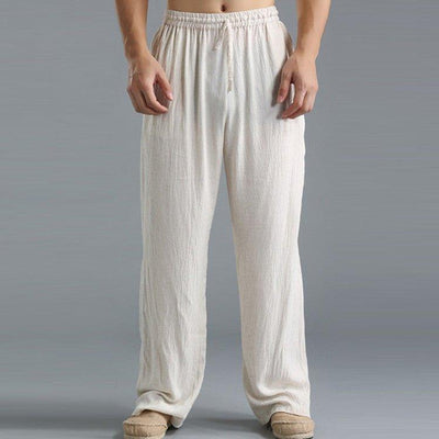 Pantalones de algodón ligeros, transpirables y holgados para hombre.