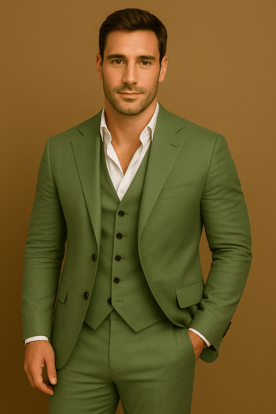 Abito da sposo da uomo in lino a tre pezzi con blazer, gilet e pantaloni