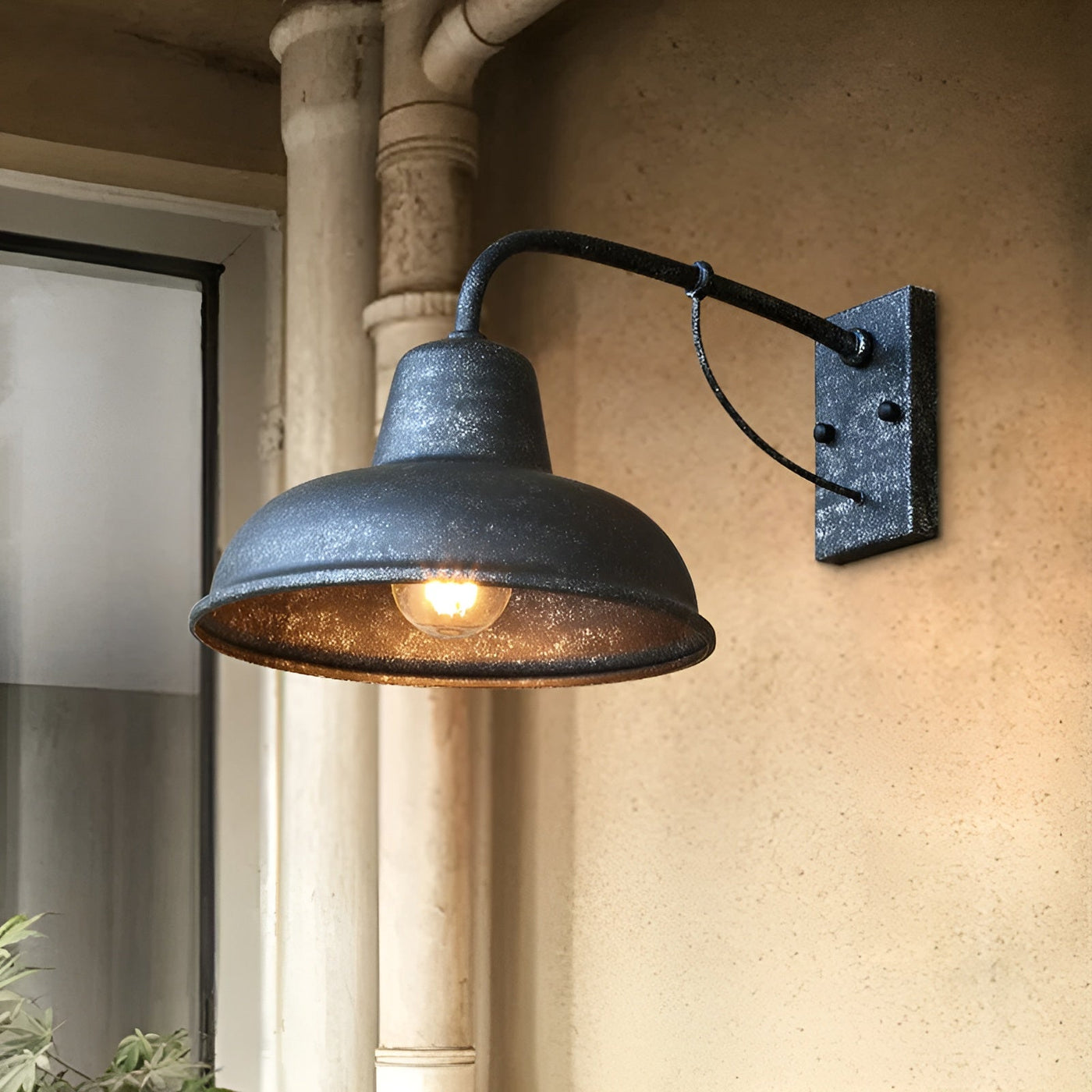 Aplique de pasillo Fer - Lámpara de granero antigua - Lámpara de pared industrial negra