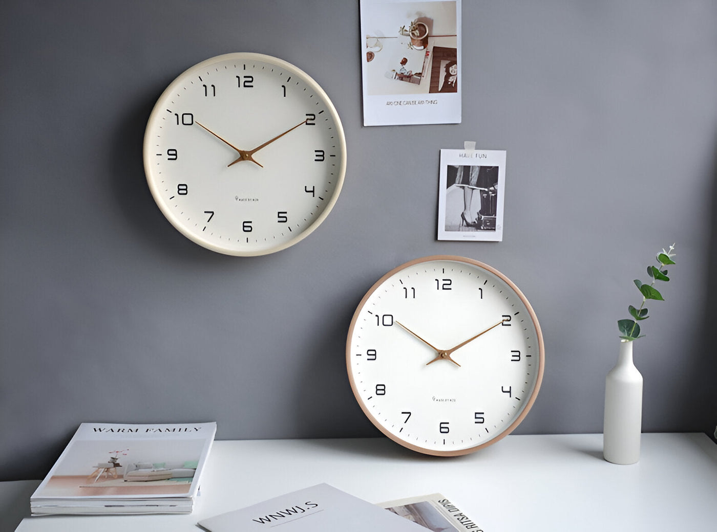 EleQuartz-Clock - Reloj de pared redondo - Reloj de pared nórdico de madera