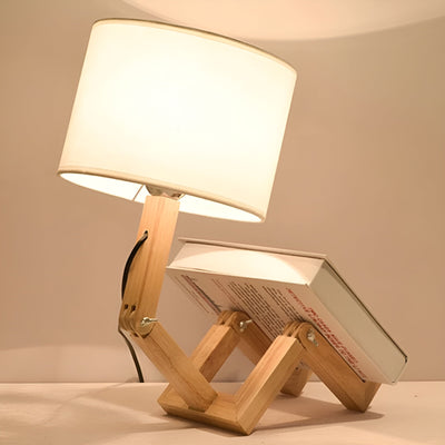 Lámpara flexible WoodMan - Lámpara de mesa robot de madera maciza