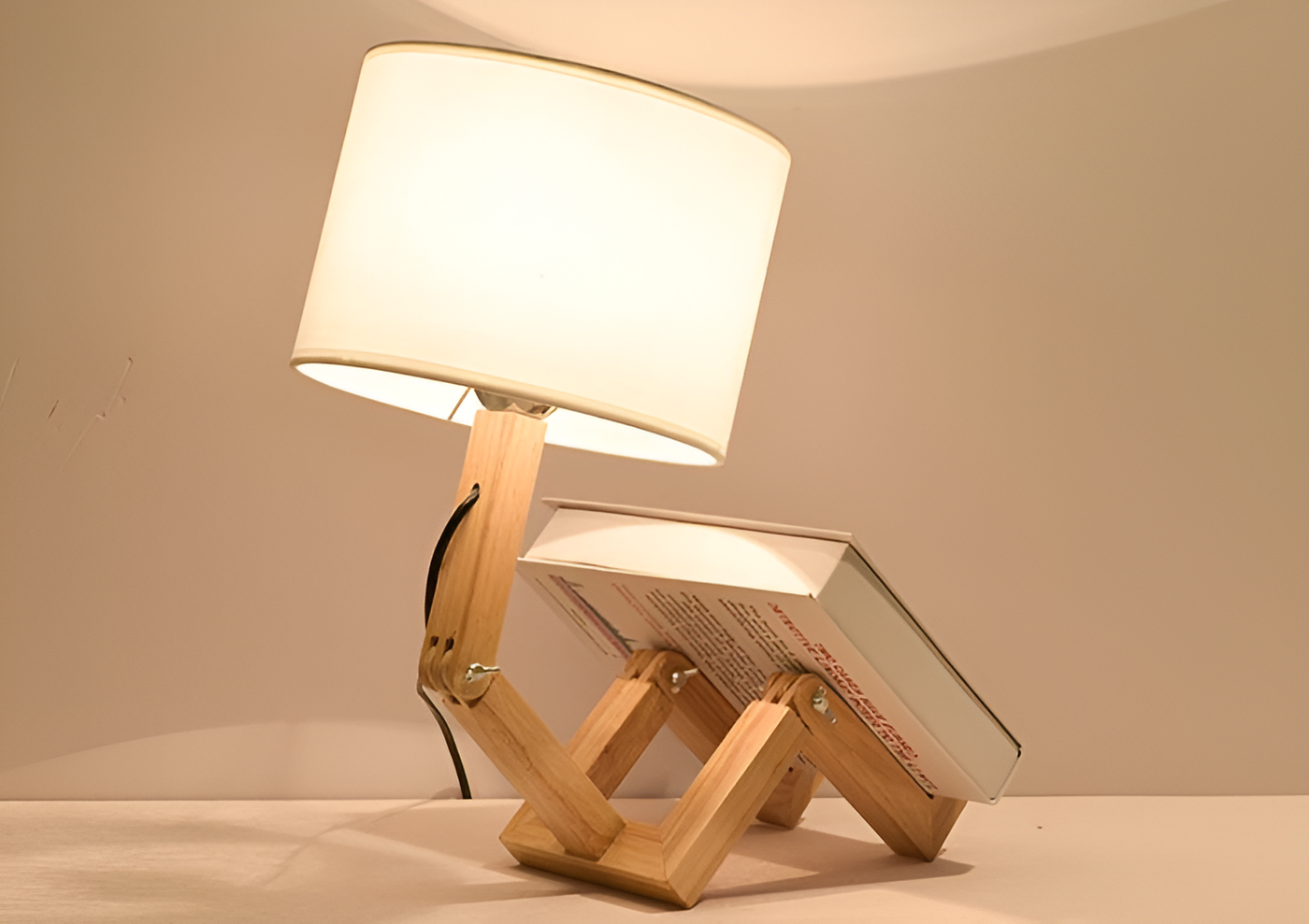 Lámpara flexible WoodMan - Lámpara de mesa robot de madera maciza