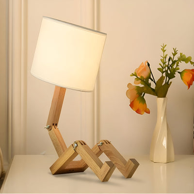 Lámpara flexible WoodMan - Lámpara de mesa robot de madera maciza