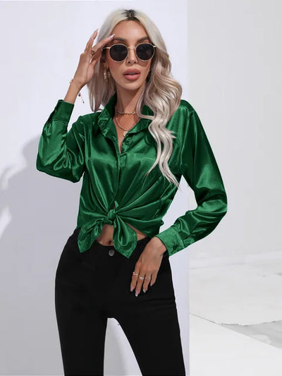 Elegante blusa in raso a maniche lunghe - disinvolta e lussuosa