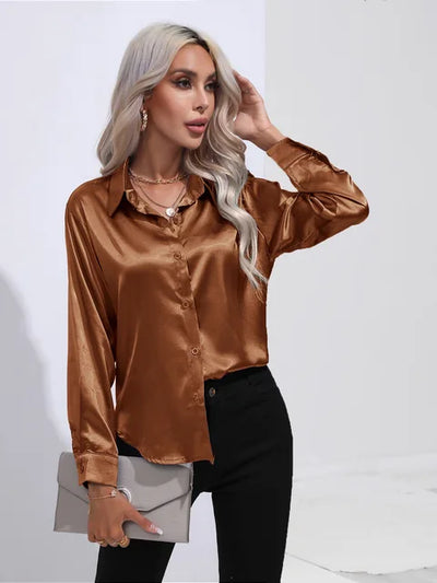 Elegante blusa in raso a maniche lunghe - disinvolta e lussuosa