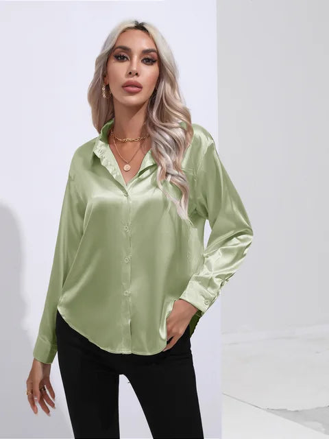 Elegante blusa in raso a maniche lunghe - disinvolta e lussuosa