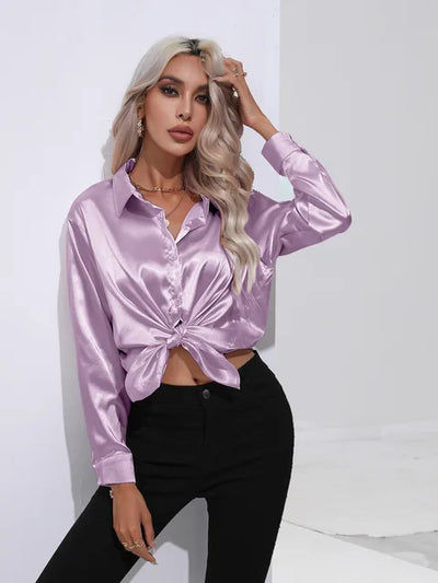 Elegante blusa in raso a maniche lunghe - disinvolta e lussuosa