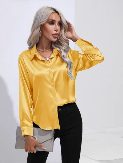 Elegante blusa in raso a maniche lunghe - disinvolta e lussuosa