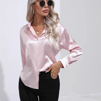 Elegante blusa in raso a maniche lunghe - disinvolta e lussuosa