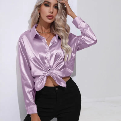 Elegante blusa in raso a maniche lunghe - disinvolta e lussuosa