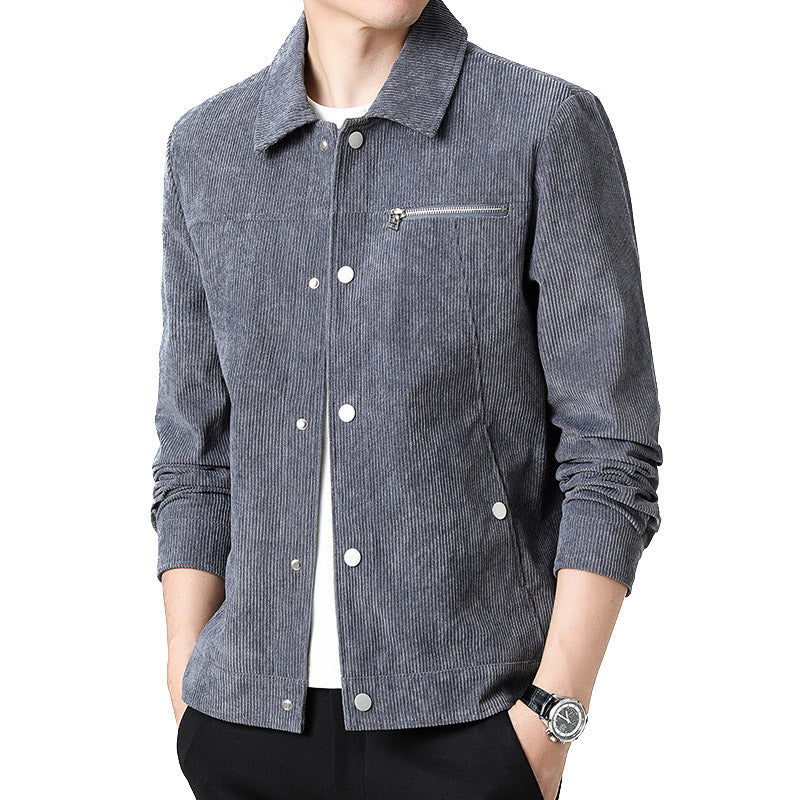 Chaqueta de transición clásica de pana de alta calidad para hombre. 