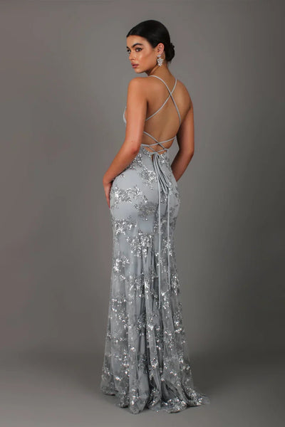 Vestido de noche con apliques de lentejuelas | Elegancia y glamour | Corte entallado