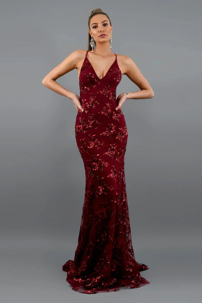 Vestido de noche con apliques de lentejuelas | Elegancia y glamour | Corte entallado
