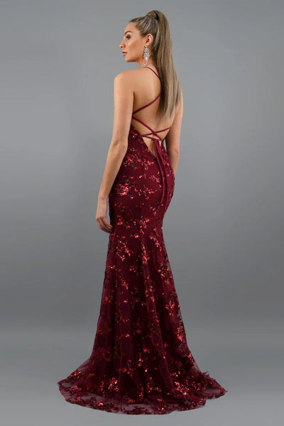 Vestido de noche con apliques de lentejuelas | Elegancia y glamour | Corte entallado
