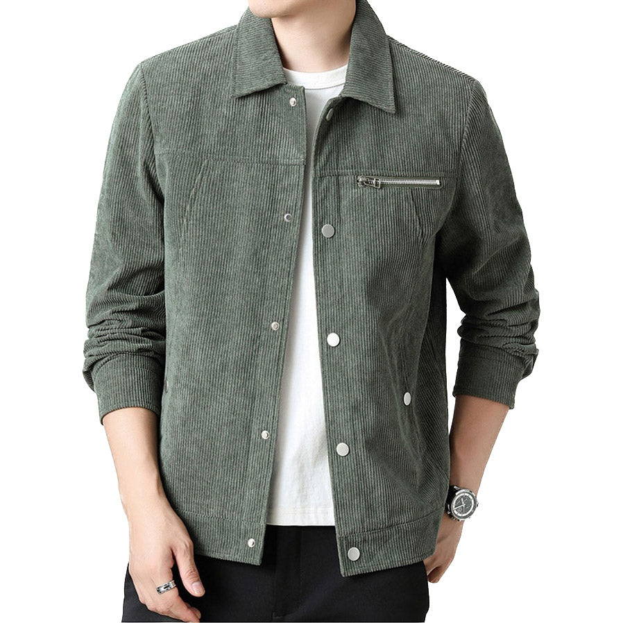 Chaqueta de transición clásica de pana de alta calidad para hombre. 